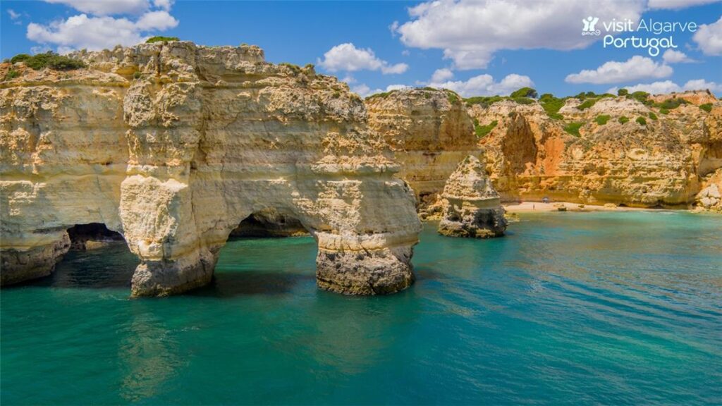 M shape cliffs in Praia da Marinha, Algarve