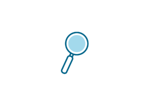Blue magnifying glass icon